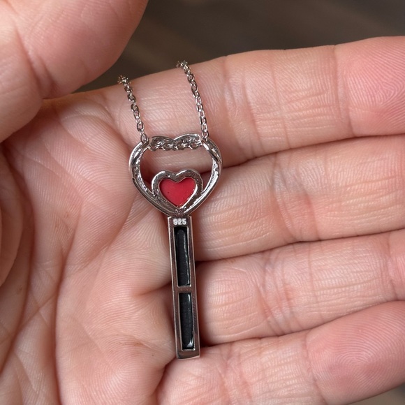 Black Onyx, red coral, cz’s sterling silver
Necklace. 16-18” NEW in gift box - Picture 4 of 6